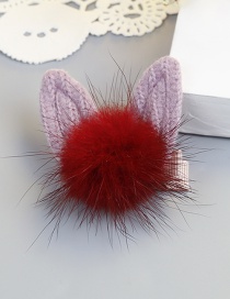 Fashion Purple+red Rabbit Ear Shape Decorated Pom Ball Hair Clip