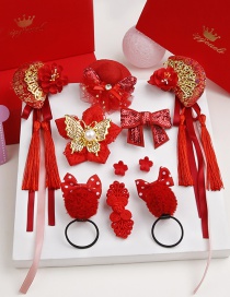 Fashion Red Flower Shape Decorated Hair Clip (10 Pcs )