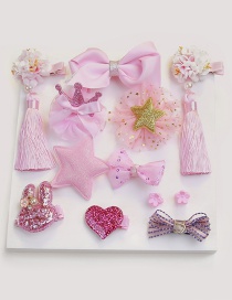 Fashion Pink Star Shape Decorated Hair Clip (12 Pcs )