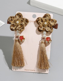 Fashion Khaki Flower Shape Decorated Tassel Hair Clip