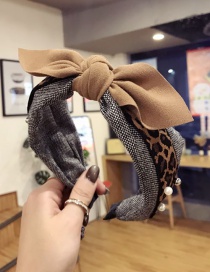 Fashion Khaki Leopard Pattern Decorated Hair Hoop