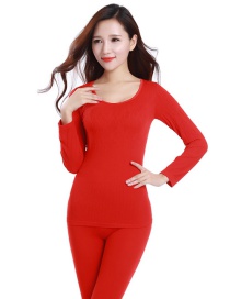 Fashion Red Stripe Shape Design Pure Color Suits