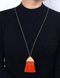 Fashion Orange Tassel Decorated Necklace