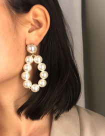 Fashion Silver Color Full Pearl Decorated Earrings