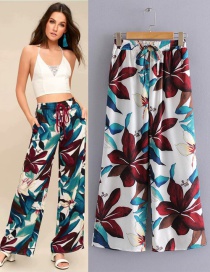 Fashion Green Flowers Decorated Loose Pants