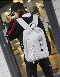 Fashion Light Gray Fuzzy Ball&bwoknot Decorated Backpack