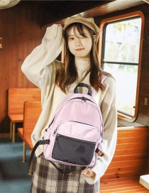 Fashion Pink Zipper Decorated Pure Color Backpack