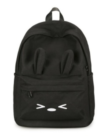 Fashion Black Rabbit Ears Shape Design Pure Color Backpack