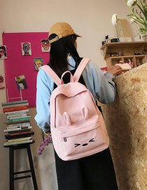 Fashion Pink Rabbit Ears Shape Design Pure Color Backpack
