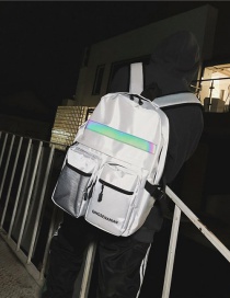 Fashion Light Gray Zipper Decorated Pure Color Backpack