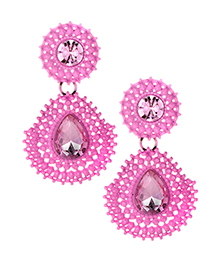 Exaggerated Pink Hollow Out Design Waterdrop Shape Earrings