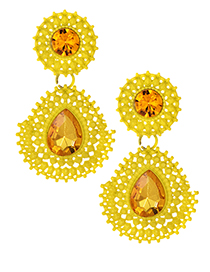 Exaggerated Yellow Hollow Out Design Waterdrop Shape Earrings