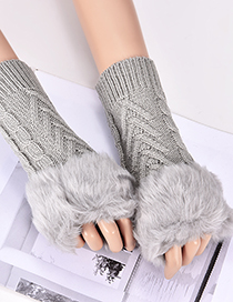 Fashion Gray Hemp Flowers Shape Design Gloves