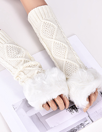 Fashion Beige Rhombus Shape Pattern Design Gloves