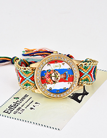 Fashion Multi-color Diamond Decorated Hand-woven Strap Watch