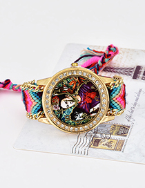 Fashion Plum Red Monkey&girl Pattern Decorated Tassel Watch