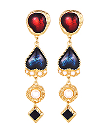 Fashion Sapphire Blue+red Geometric Shape Design Long Earrings