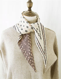 Fashion Beige Flower Pattern Decorated Knitted Scarf