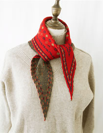 Fashion Red Flower Pattern Decorated Knitted Scarf