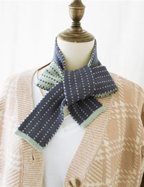 Fashion Blue Stripe Pattern Decorated Knitted Scarf