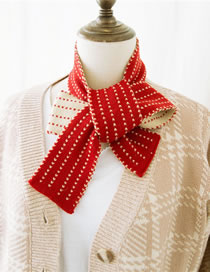 Fashion Red Stripe Pattern Decorated Knitted Scarf