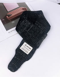 Fashion Black+gray Label Pattern Decorated Knitted Scarf