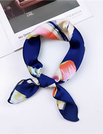 Fashion Navy+pink Oil Painting Pattern Decorated Scarf