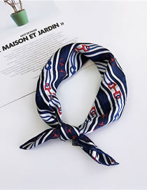Fashion Navy Chains Pattern Design Square Shape Scarf