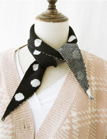 Fashion Black Dots Pattern Design Knitted Scarf