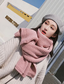 Fashion Pink Pure Color Design Thicken Knitted Scarf