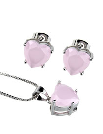 Elegant Light Pink Heart Shape Diamond Decorated Jewelry Sets
