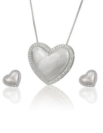 Elegant Silver Color Heart Shape Design Jewelry Sets