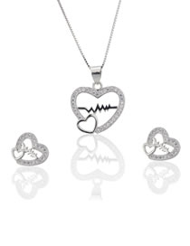 Elegant Silver Color Hollow Out Heart Shape Design Jewelry Sets