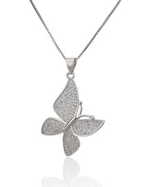 Elegant Silver Color Butterfly Pendant Decorated Necklace