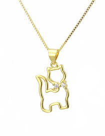 Elegant Gold Color Cat Pendant Decorated Necklace