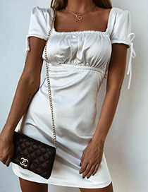 Fashion White Pure Color Design U Neckline Dress