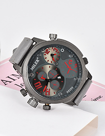 Fashion Dark Gray Round Shape Dial Design Simple Watch