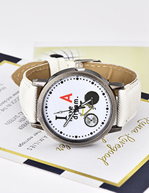 Fashion White Bicycle Pattern Decorated Simple Watch
