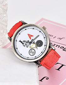 Fashion Red Bicycle Pattern Decorated Simple Watch