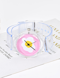 Fashion Pink Transparent Strap Decorated Watch