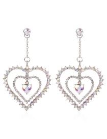 Fashion Multi-color Full Diamond Design Heart Shape Earrings