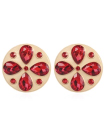 Fashion Red Waterdrop Shape Diamond Decorated Earrings