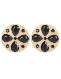 Fashion Black Waterdrop Shape Diamond Decorated Earrings