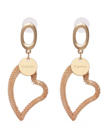Elegant Gold Color Heart Shape Design Pure Color Earrings