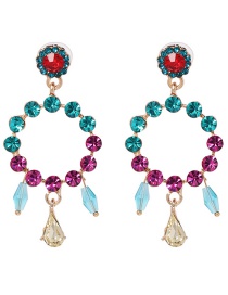 Elegant Multi-color Diamond Decorated Round Shape Earrings