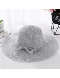 Fashion Gray Pure Color Decorated Sunshade Hat