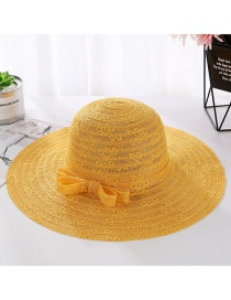 Fashion Yellow Pure Color Decorated Sunshade Hat