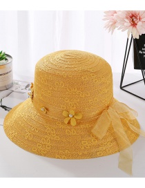 Fashion Yellow Flower Shape Decorated Sunshade Hat