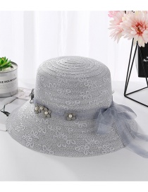 Fashion Gray Flower Shape Decorated Sunshade Hat