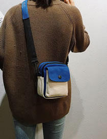 Fashion Blue Color Matching Decorated Shoulder Bag